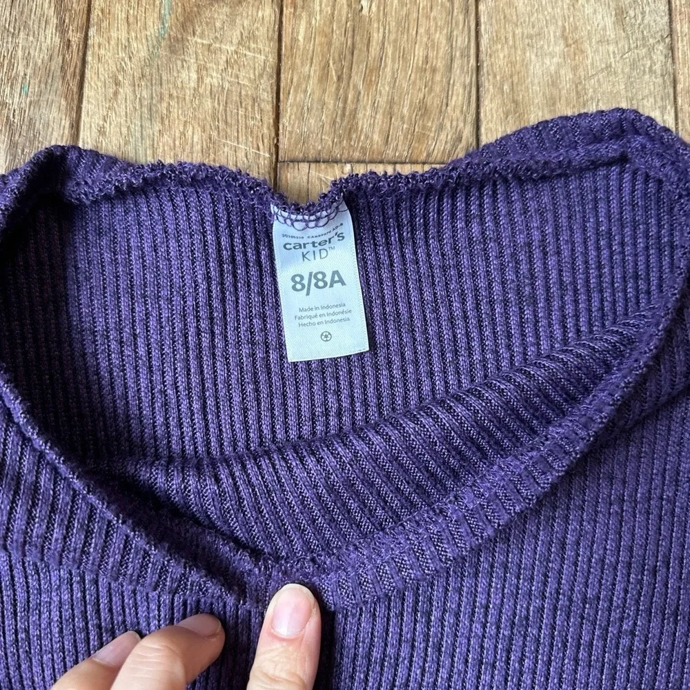 Carter's Girls Set Top Size 8 Deep Purple Twisted Knot Ribbed Knit‎ Casual Chic
